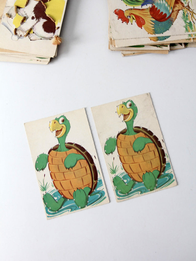mid-century children's lacing cards set