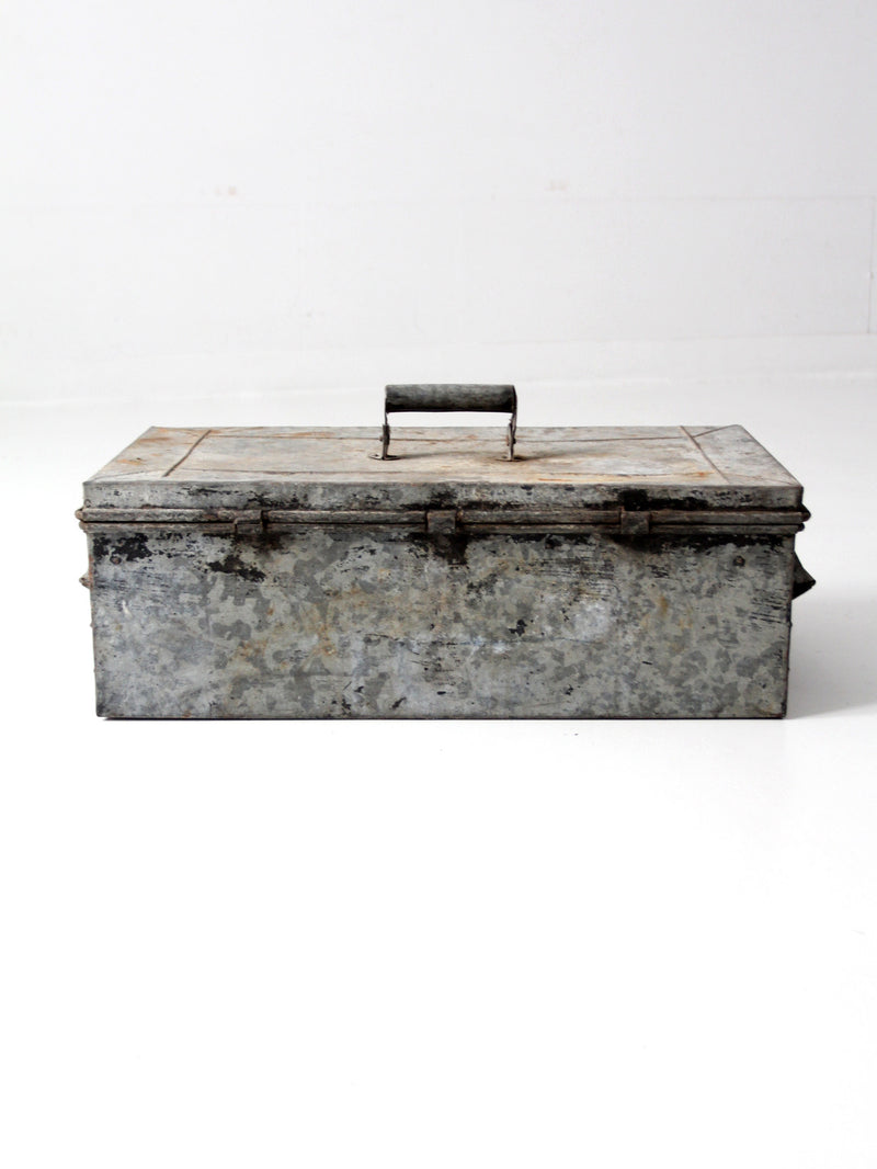 antique galvanized metal tool box