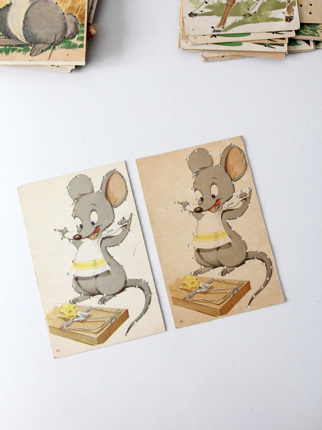 mid-century children's lacing cards set