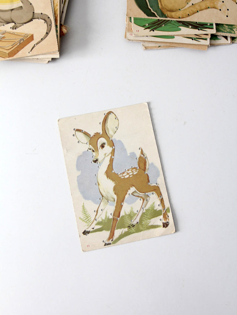 mid-century children's lacing cards set
