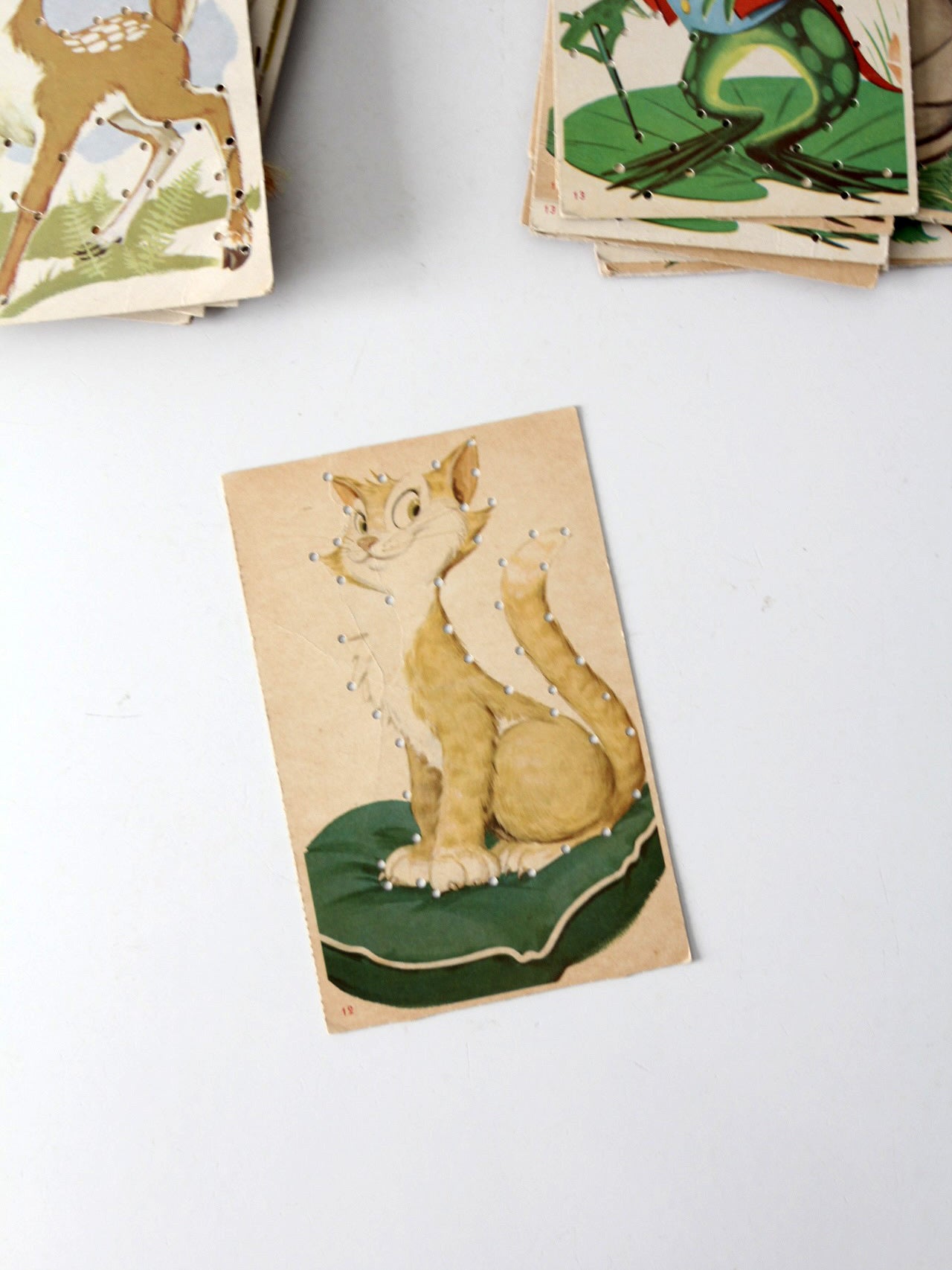 mid-century children's lacing cards set