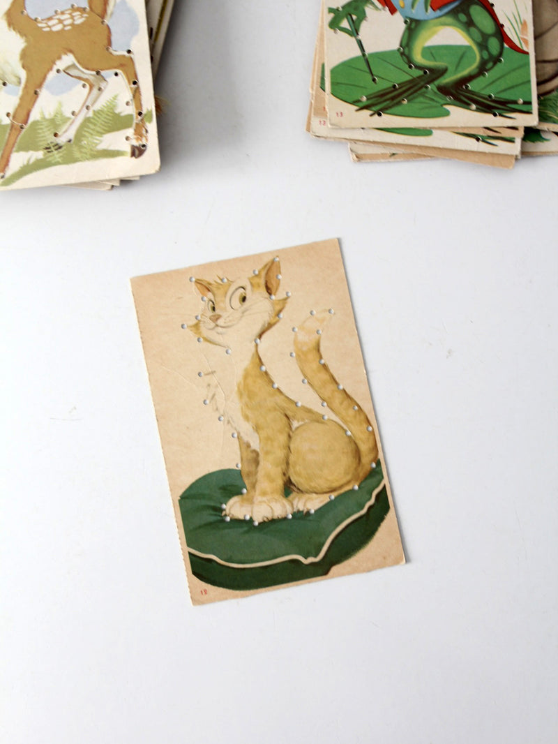 mid-century children's lacing cards set