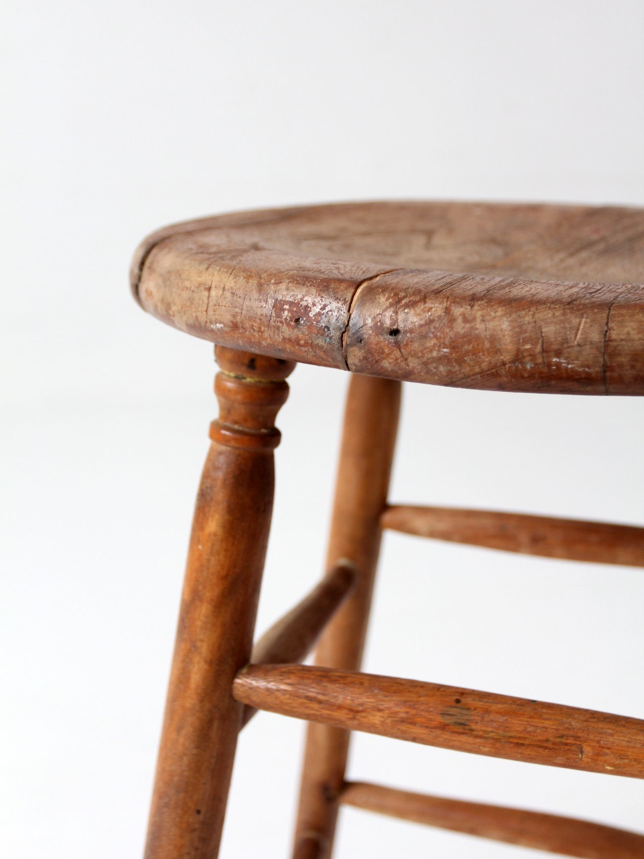 antique primitive wood stool