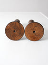 vintage wooden candlestick holders pair