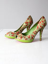 Betsey Johnson green floral pumps size 8