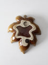 vintage studio pottery leaf plate