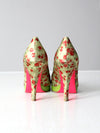 Betsey Johnson green floral pumps size 8