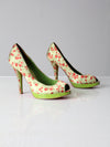 Betsey Johnson green floral pumps size 8