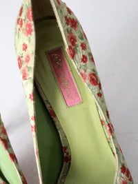 Betsey Johnson green floral pumps size 8