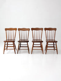 set of 4 antique plank seat farmhouse Windsor chairs