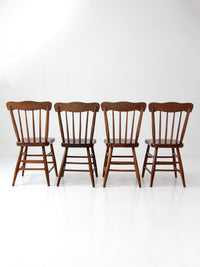 set of 4 antique plank seat farmhouse Windsor chairs