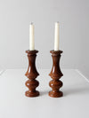vintage wooden candleholders pair