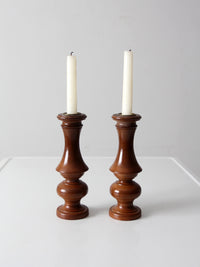 vintage wooden candleholders pair