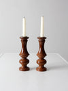 vintage wooden candleholders pair