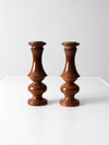 vintage wooden candleholders pair