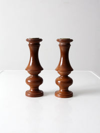 vintage wooden candleholders pair