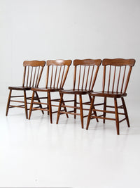set of 4 antique plank seat farmhouse Windsor chairs