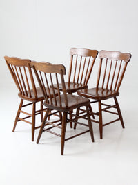 set of 4 antique plank seat farmhouse Windsor chairs