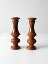 vintage wooden candleholders pair