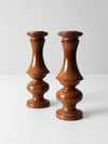 vintage wooden candleholders pair