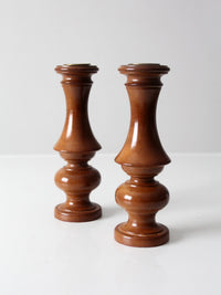 vintage wooden candleholders pair