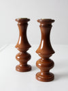 vintage wooden candleholders pair