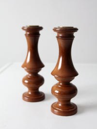 vintage wooden candleholders pair