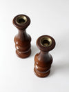 vintage wooden candleholders pair