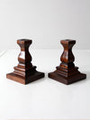 vintage wood candlestick holders pair