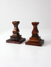 vintage wood candlestick holders pair