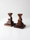 vintage wood candlestick holders pair