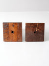 vintage wood candlestick holders pair