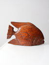 mid century hand carved wooden fish