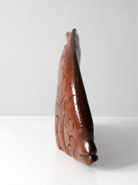 mid century hand carved wooden fish