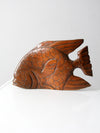 mid century hand carved wooden fish