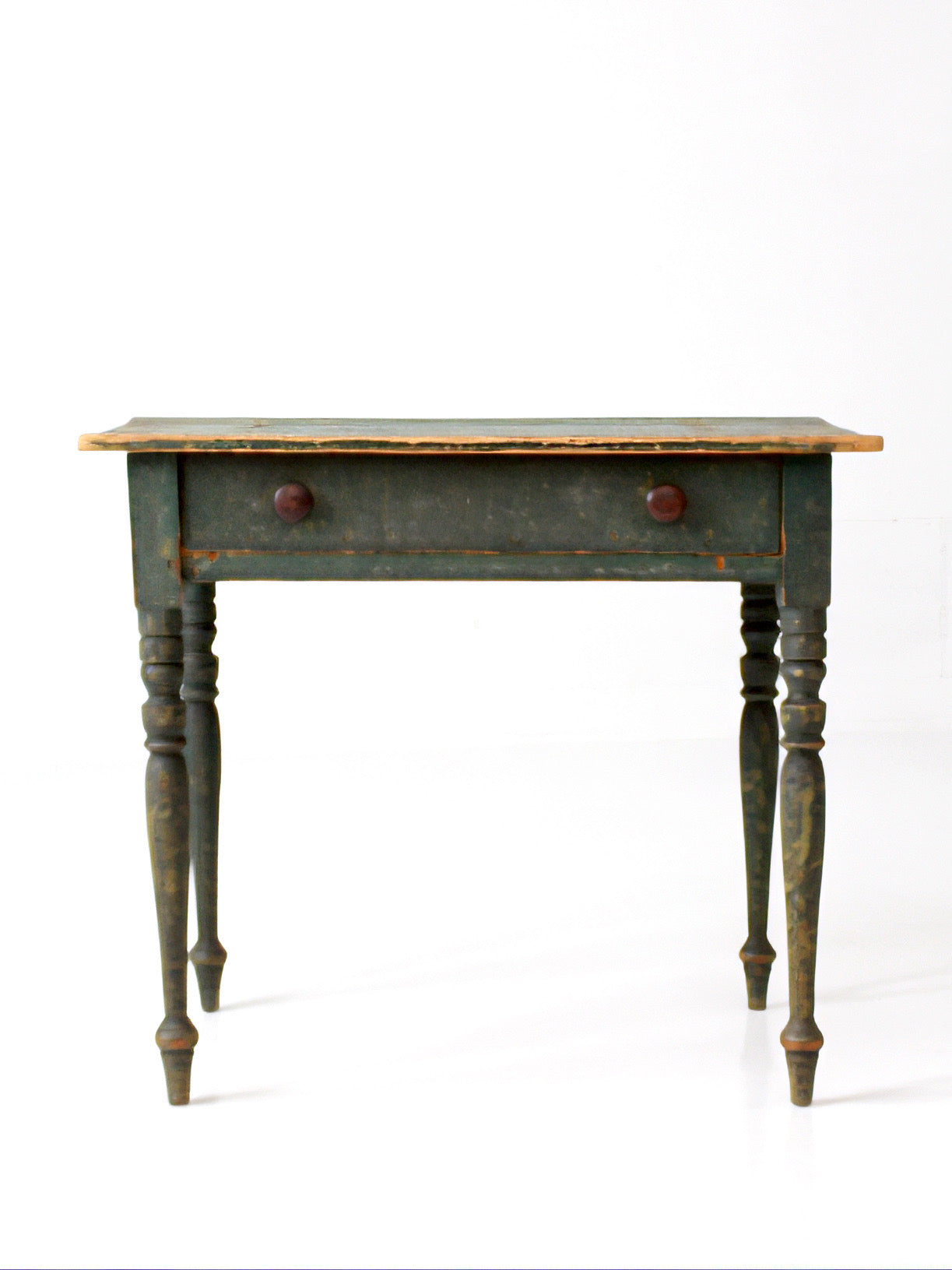 antique American painted table with drawer