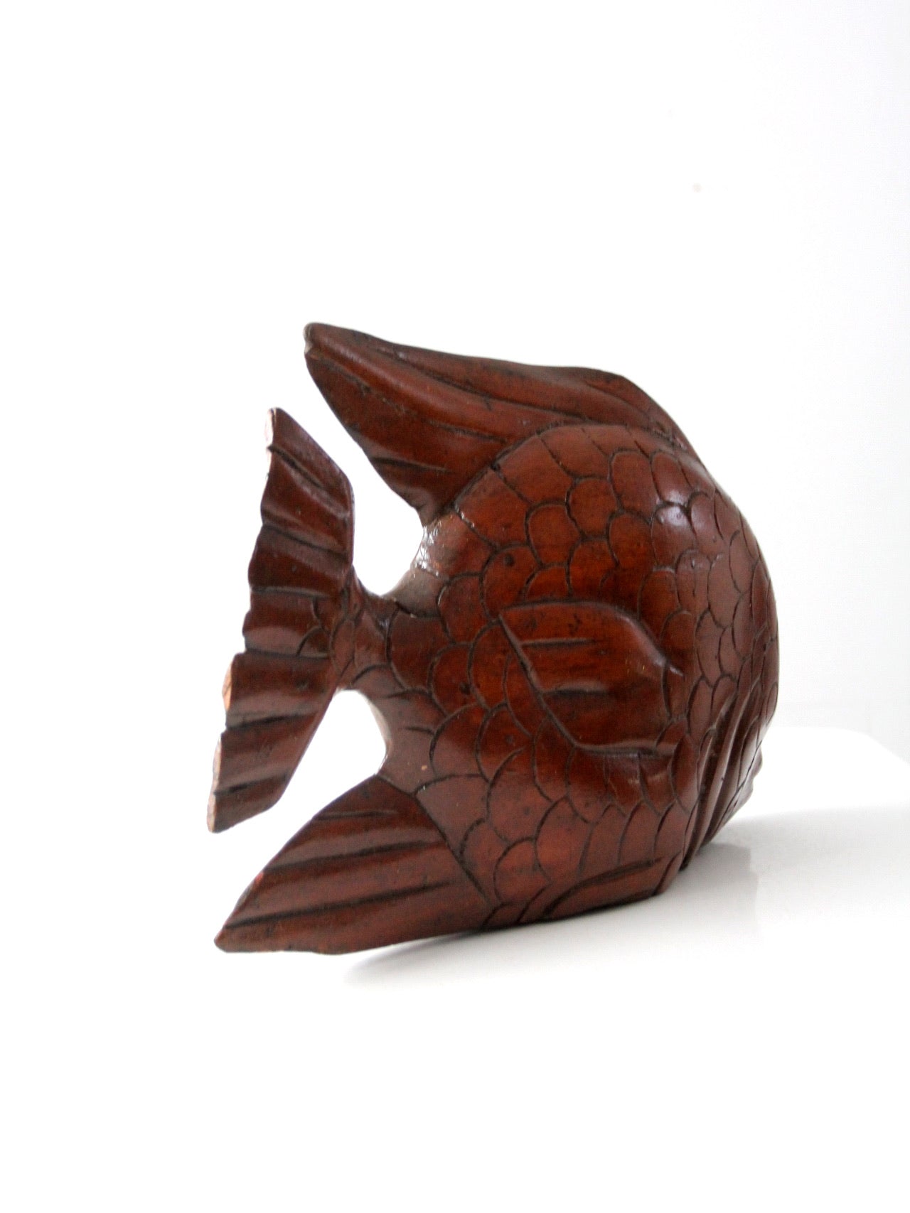 bulgarian wood carving box fish mid century hand carved wooden fish
