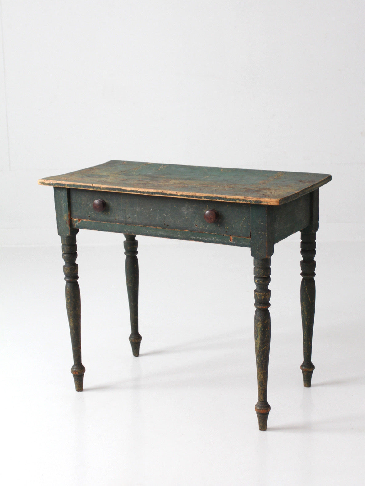 antique American painted table with drawer