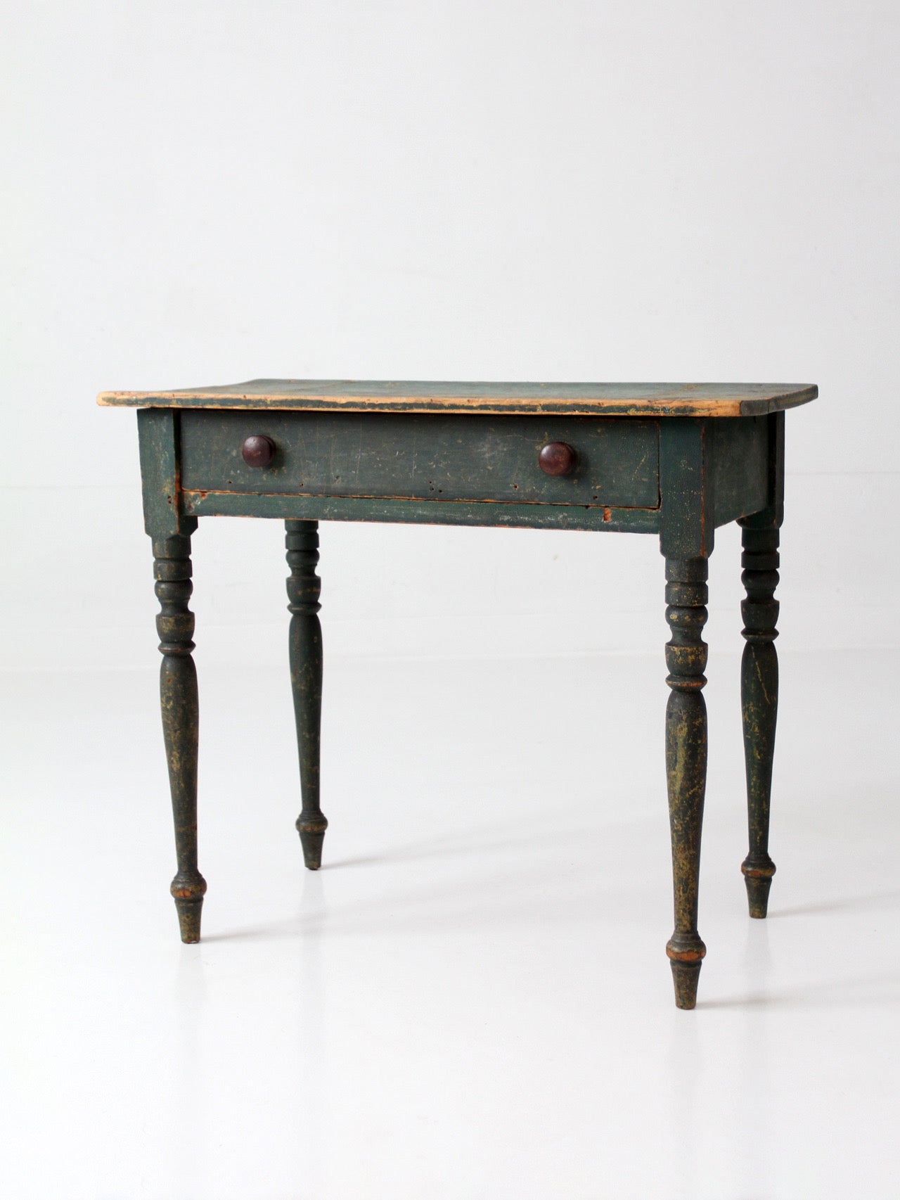 antique American painted table with drawer