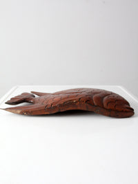 mid century hand carved wooden fish