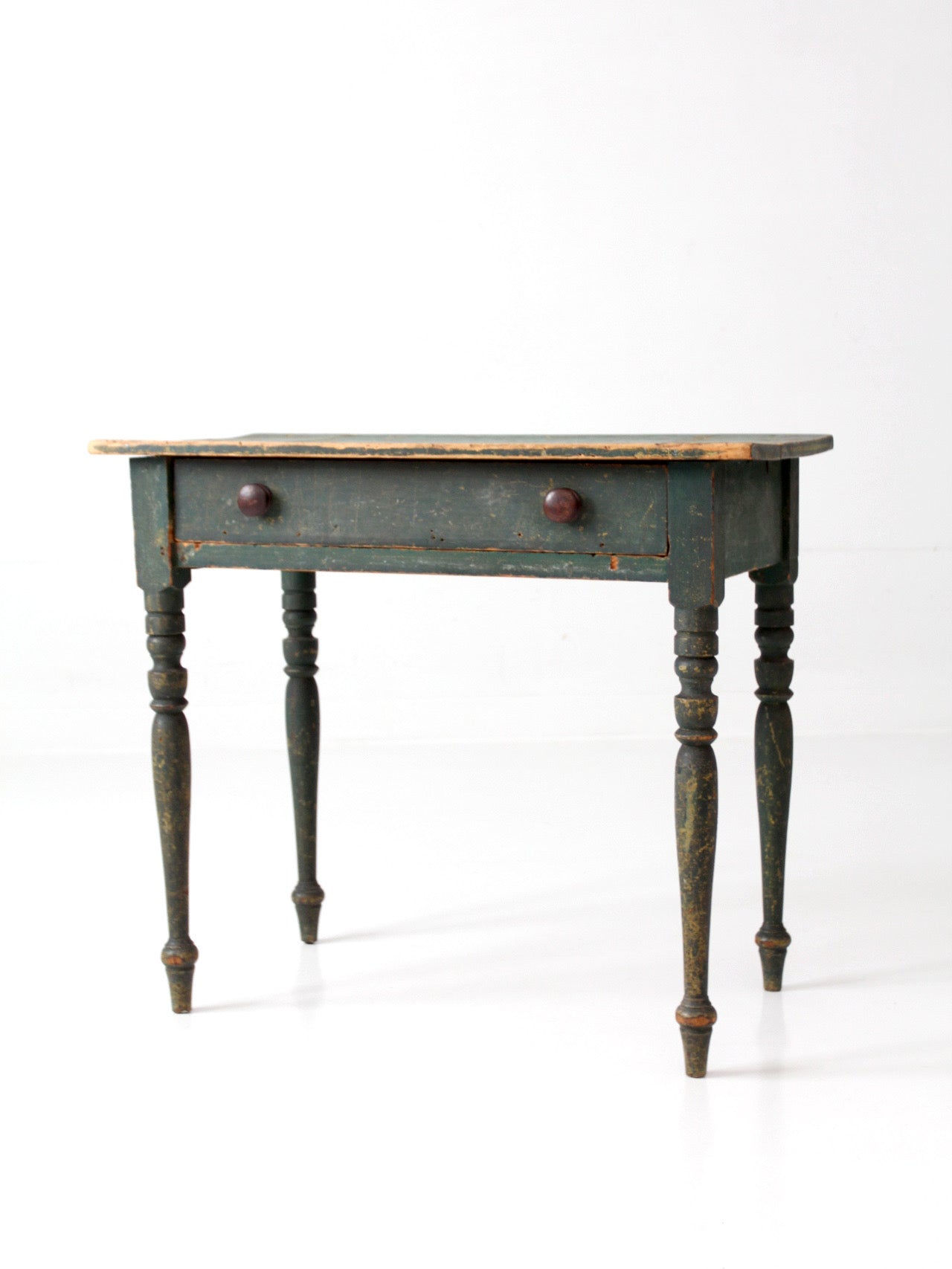 antique American painted table with drawer