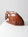 mid century hand carved wooden fish