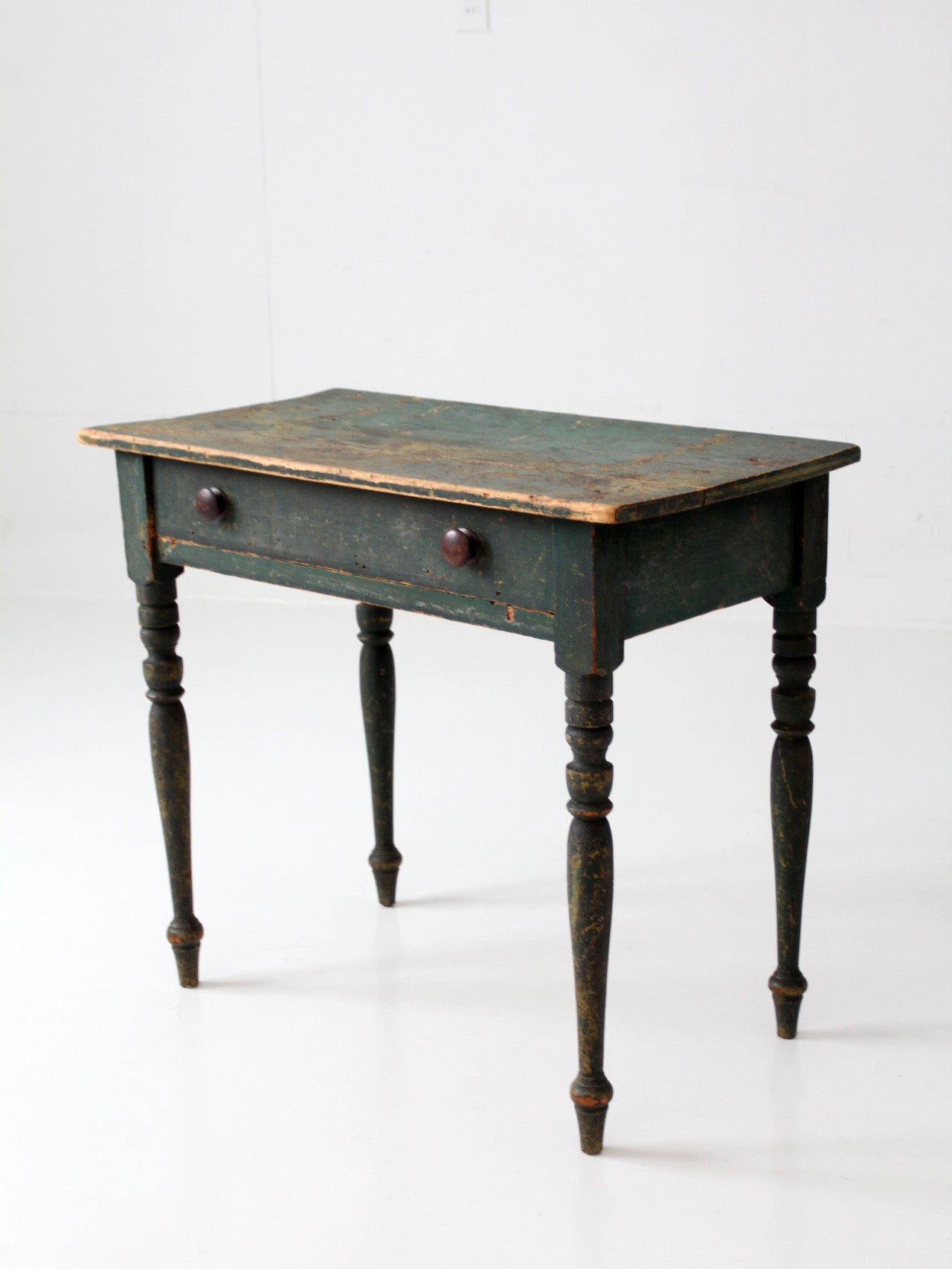 antique American painted table with drawer