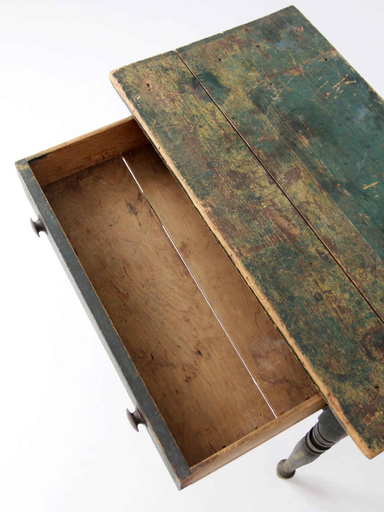 antique American painted table with drawer