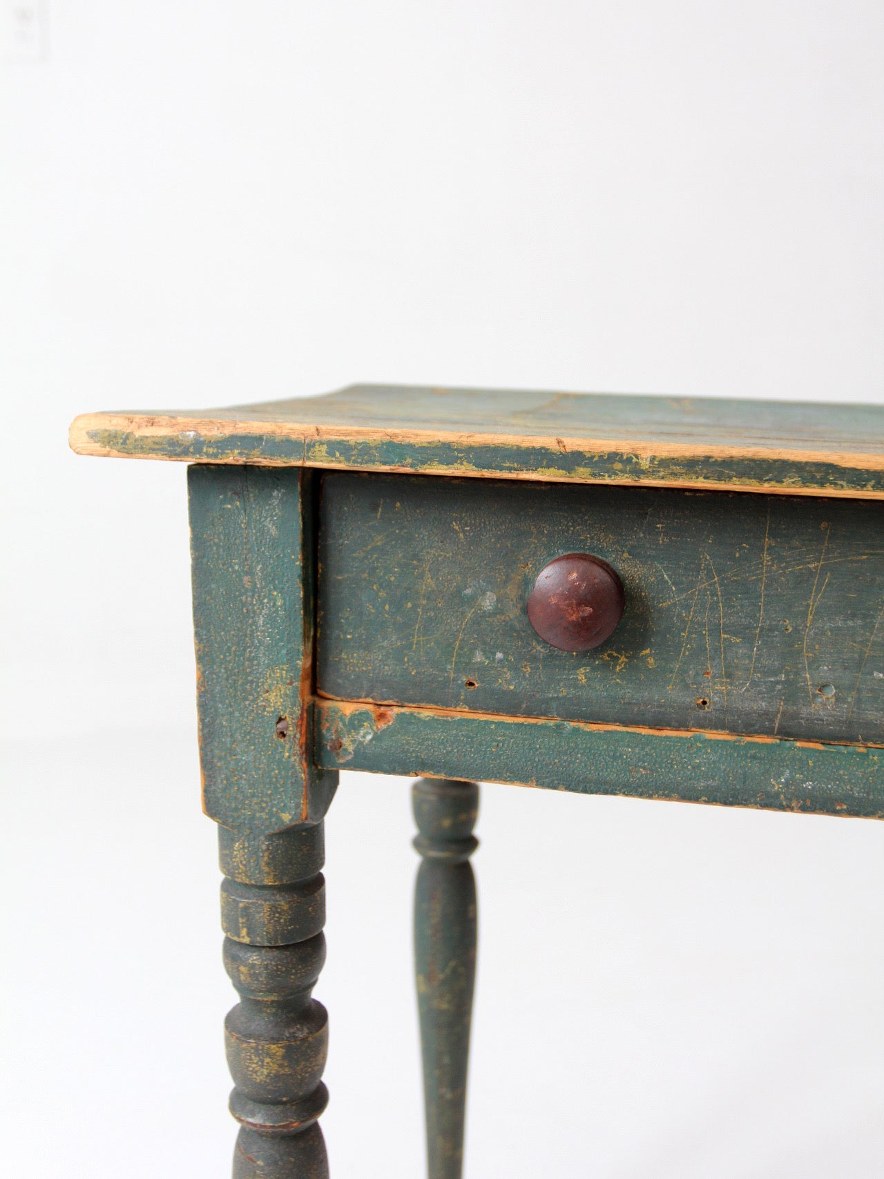 antique American painted table with drawer