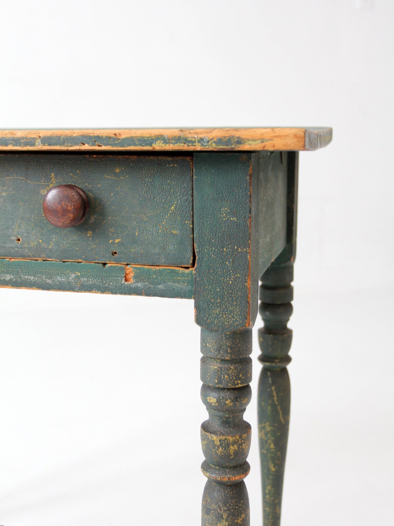 antique American painted table with drawer