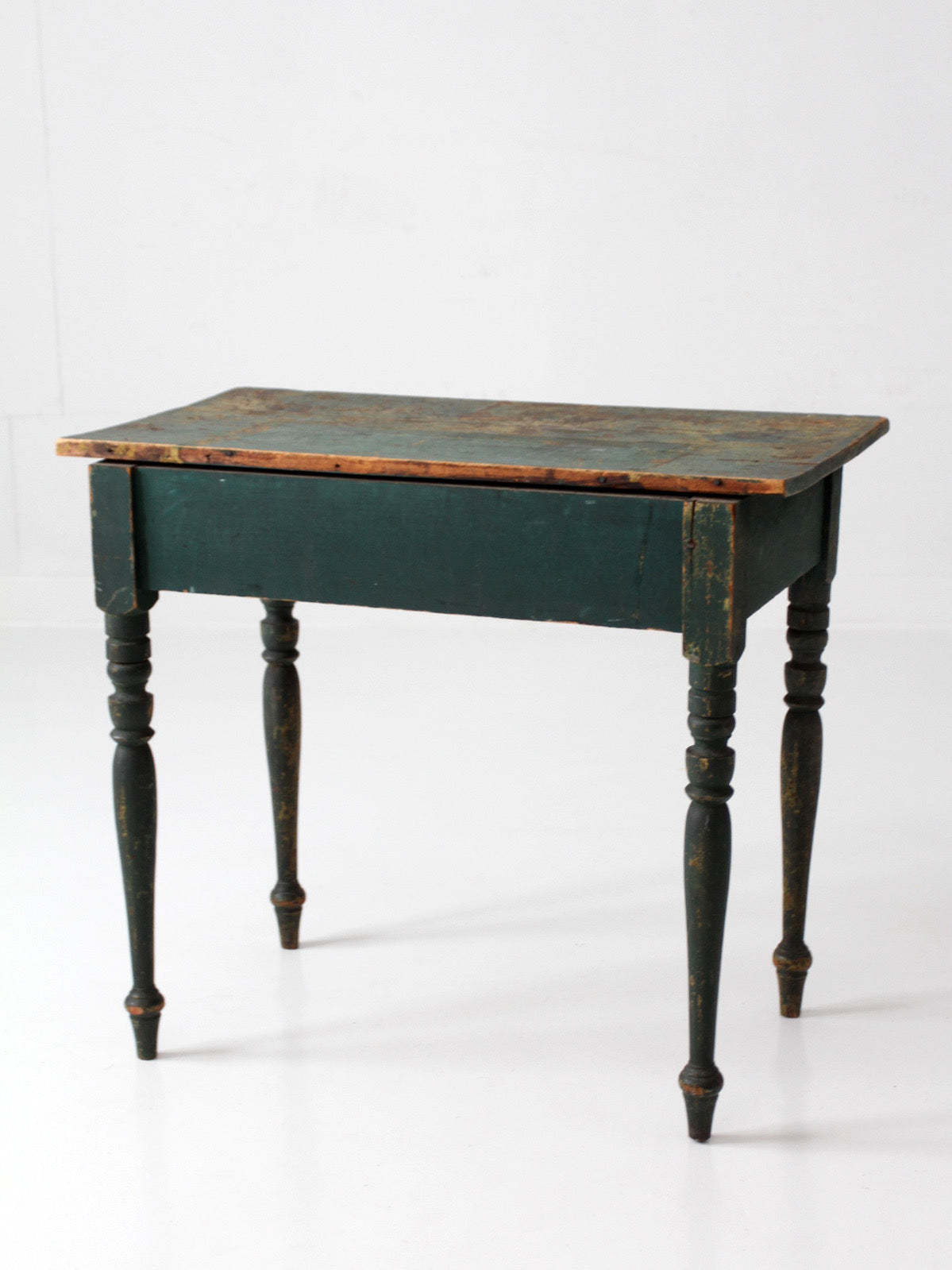 antique American painted table with drawer