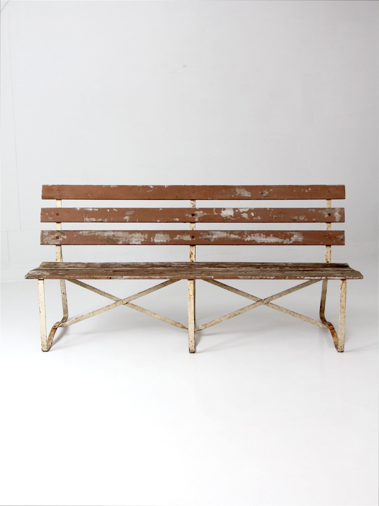 vintage wood and metal garden bench