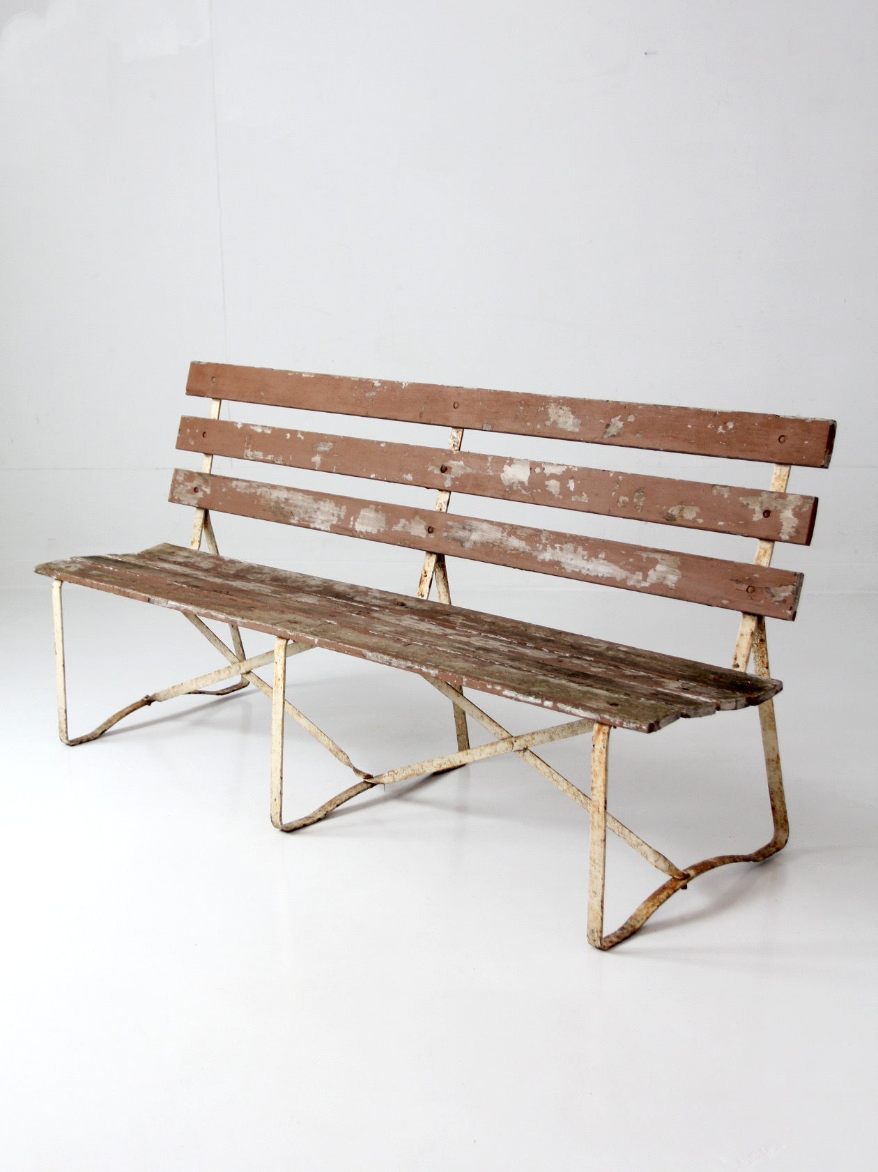 vintage wood and metal garden bench