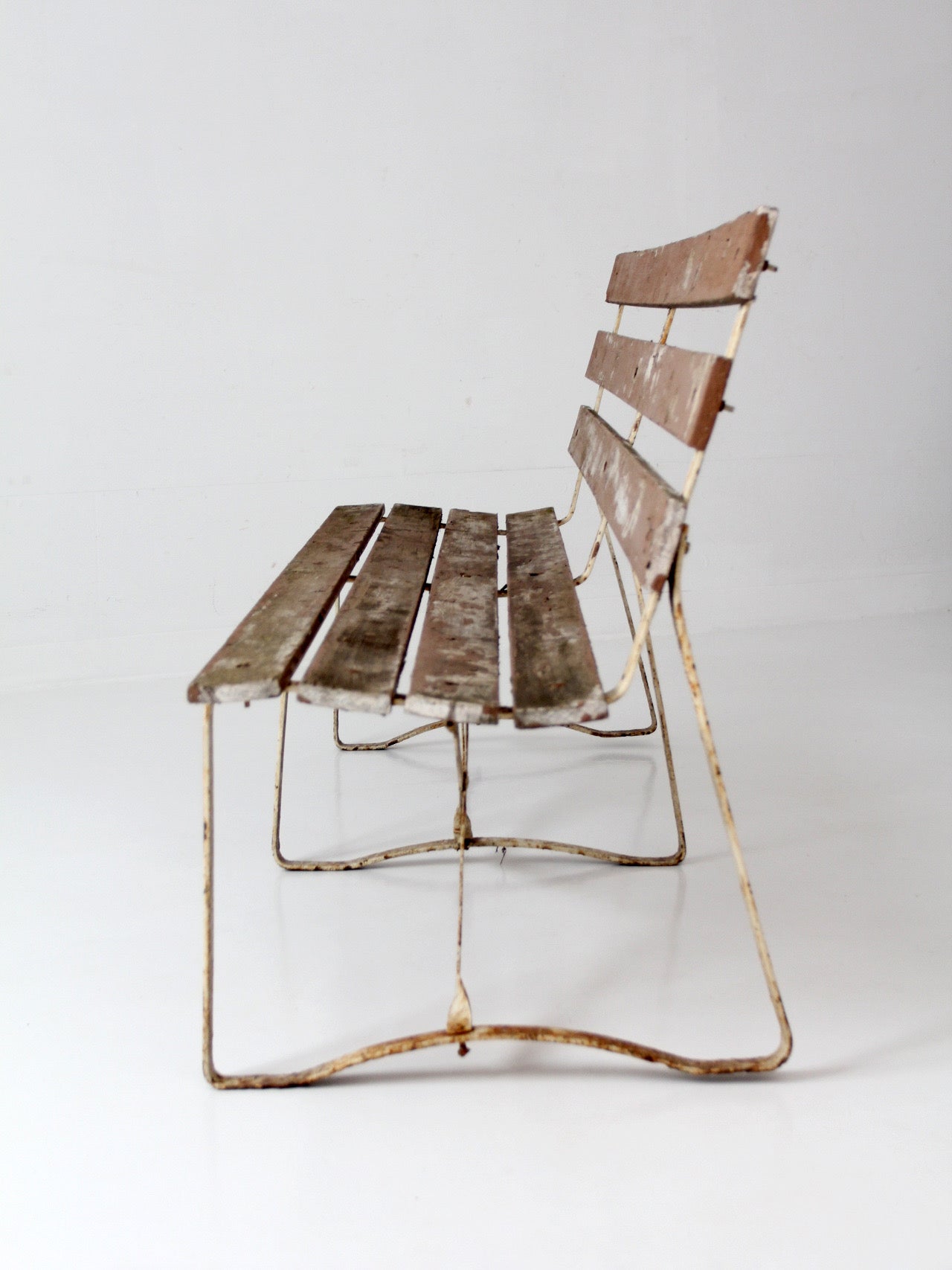vintage wood and metal garden bench